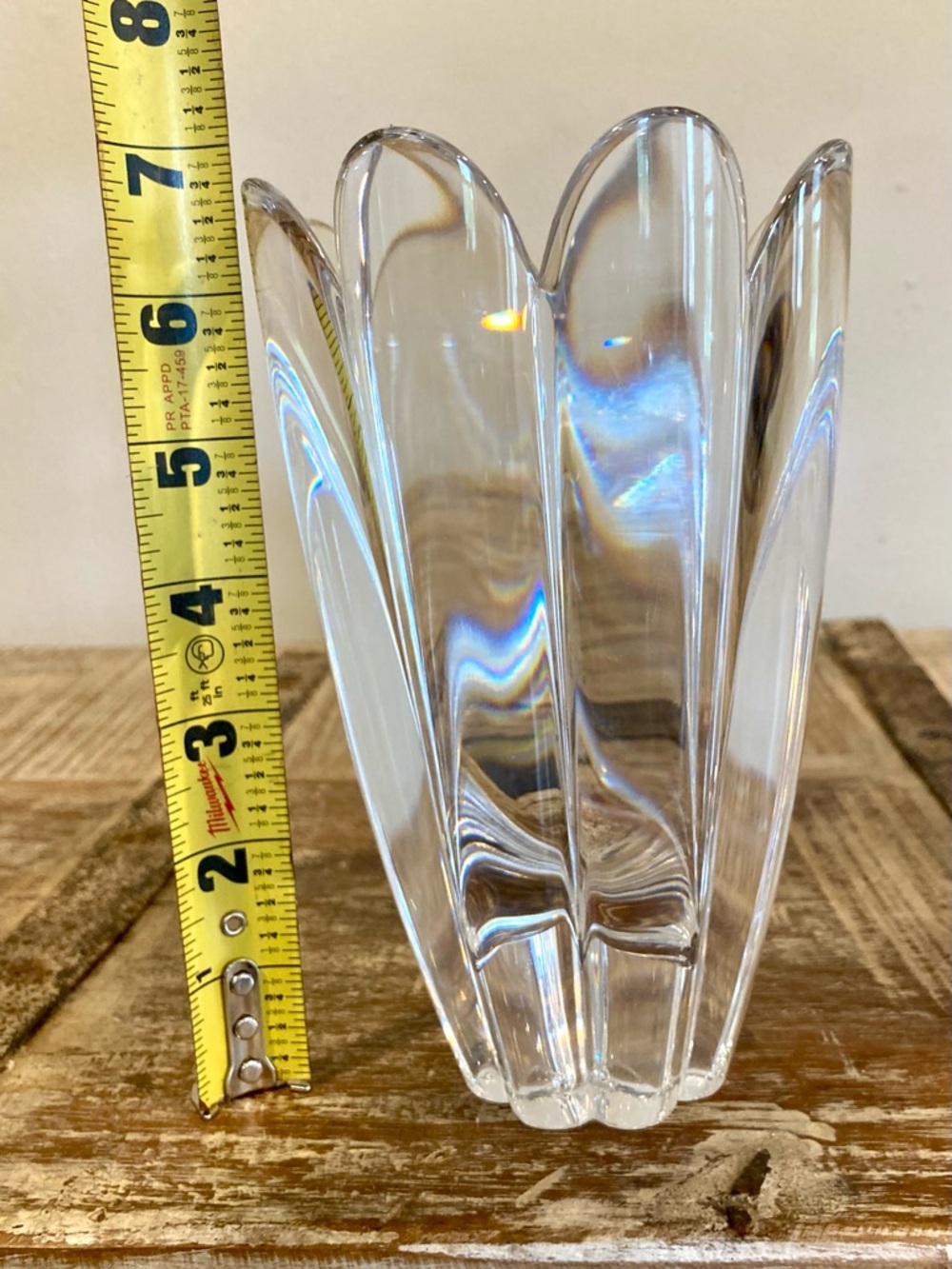 Orrefors Crystal Eight Point Tulip Flower Vase 6 5/8” Tall Sweden - Picture 11 of 15
